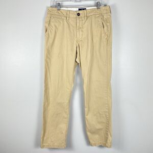 American Eagle Pants Mens 32x32 Tan Beige Original Straight Chino Khakis Preppy